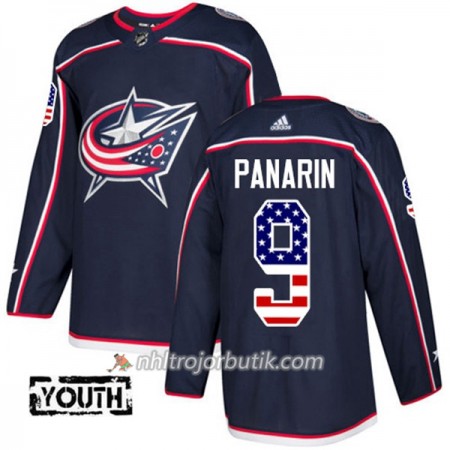 Barn Ishockey Blue Jackets Tröja Artemi Panarin 9 Adidas 2017-2018 Marinblå USA Flag Fashion Authentic